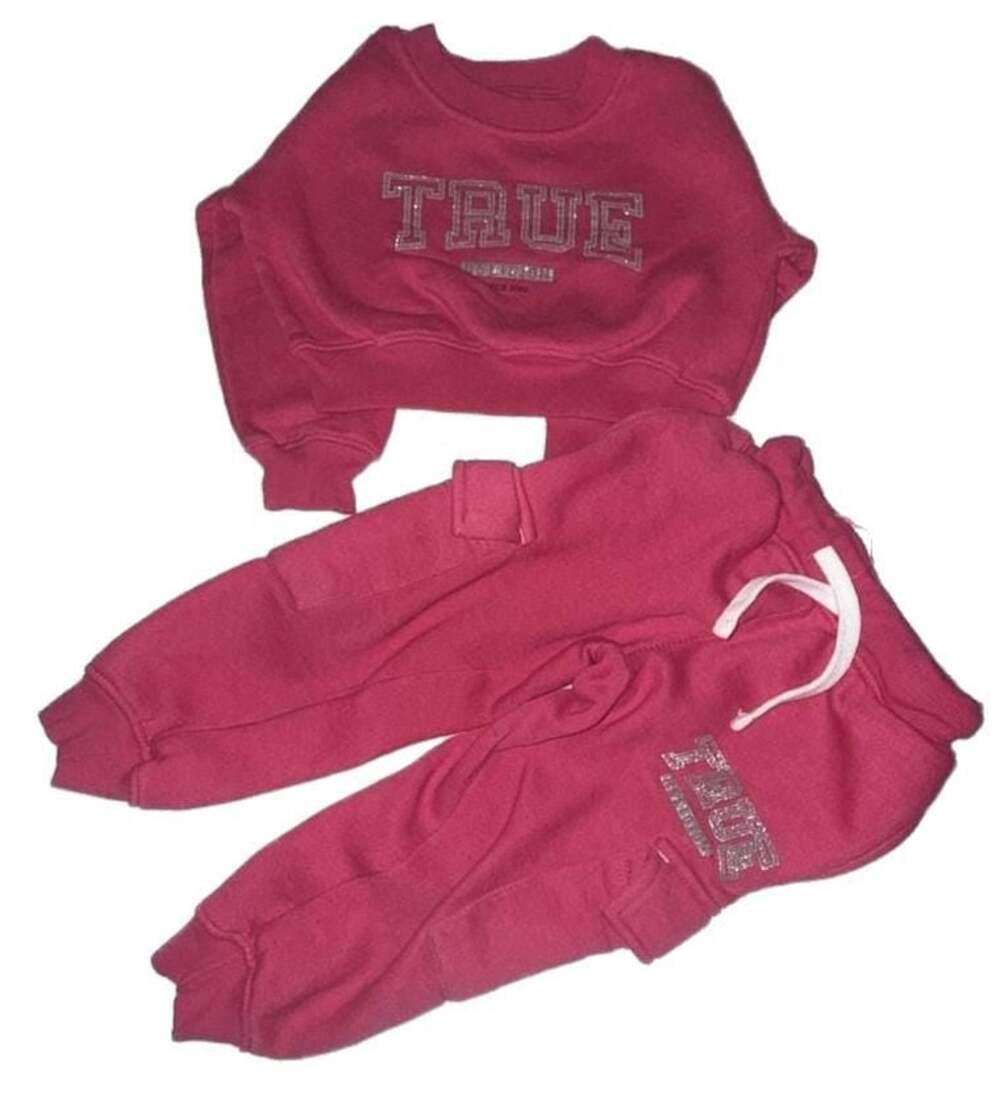 True Religion Toddler Girls 2-Piece Pullover and Cargo Jogger Sweat Set